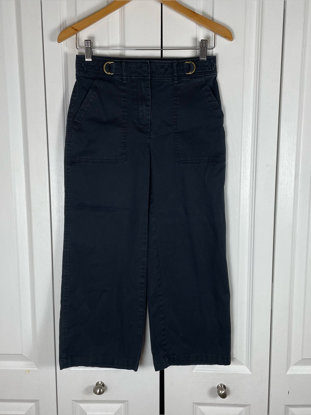 White House Black Market The Wide Leg Pants Women’s 0 Black Cotton Blend Stretch